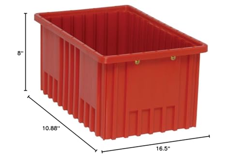 Quantum Storage DG92080 Dividable Grid Heavy Duty Part Organizer Bins - 16-1/2" x 10-7/8" x 8" - 8 Pack - color: Red