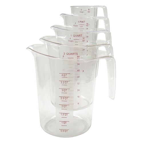Winco 1 qt Clear 5 Piece Plastic Measuring Cup Set - size: 5 Piece Set