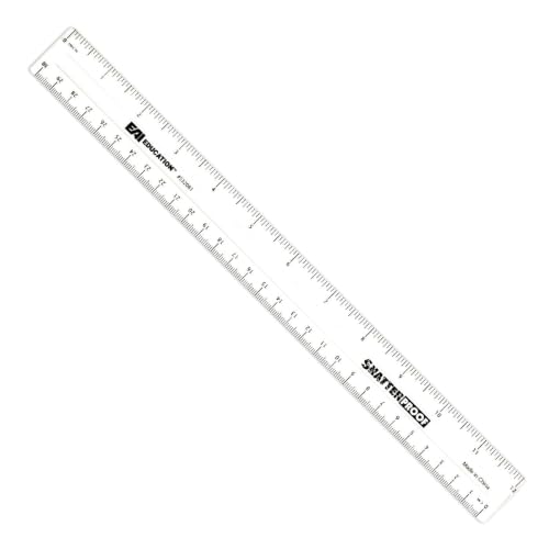 EAI Education 12" ShatterProof Ruler: Clear - Set of 10