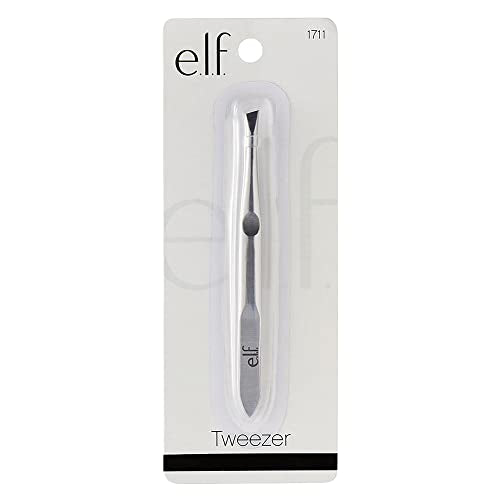 e.l.f., Slant Tweezer, Professional Quality Stainless Steel, Provides a Strong Grip, Removes Hairs Accurately, Shapes, Defines, Easy To Use, Ergonomically-Designed (Pack of 2) - size: 1 Count ( pack of 2)