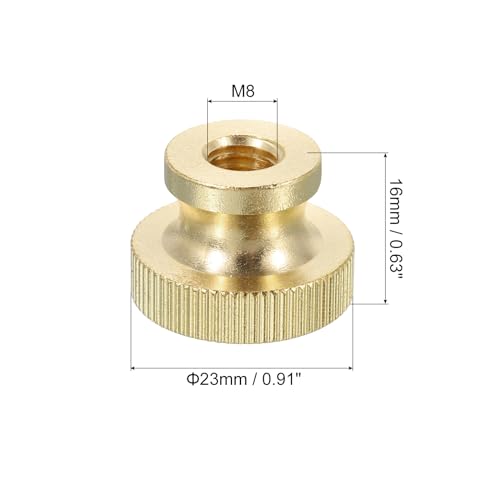 uxcell Knurled Thumb Nuts, 3Pcs M8 x D23mm x H16mm Brass High Head Through Hole with Collar High Head Through Hole Round Knobs Fasteners for 3D Printer Parts, Machine Tools - size: M8 x D23mm x H16mm