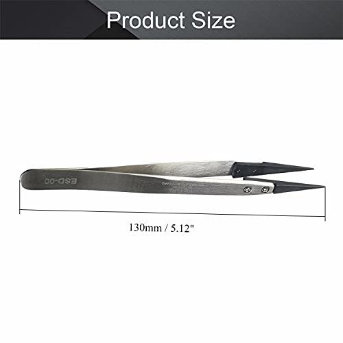Utoolmart ESD-00 Precision Anti-Static Carbon Fiber Tweezers Stainless Steel Tweezers for Craft Jewelry Electronics 1 pcs - color: 1pcs, size: ESD-00