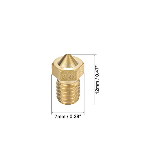 uxcell 10pcs 3D Printer Nozzle,Brass V6 Nozzle 0.25mm,Extruder Print Head for Filament 1.75mm V5-V6 M6 3D Printer - size: 0.25mm