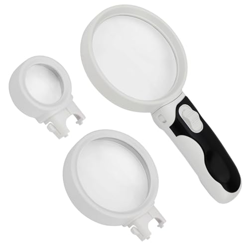 Rongon 3PCS Magnifying Glass with Light Handheld Magnifier(2.5X & 5X & 16X) - size: 3 Lens (2.5X + 5X + 16X)