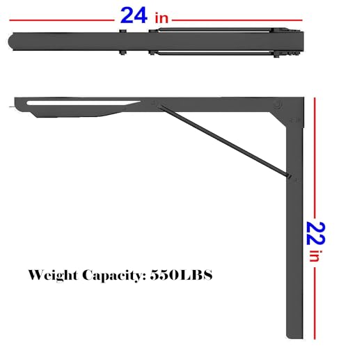 Ultrawall 24 inch Folding Shelf Brackets, Steel Wall Mounted Shelf Bracket - style: 2 PACK