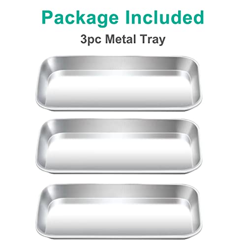 Yzurbu 3pcs Metal Tray, Stainless Steel Tray for Tattoo Supplies, Resin, Bathroom, Lab Instrument - size: 3pcs