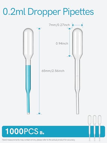 0.2ML Pipettes Dropper 1000PCS, Disposable Plastic Transfer Pipettes - size: 0.2ml-1000PCS