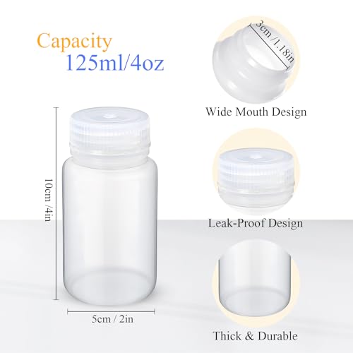 Zhehao 30 Pcs 4 oz Sample Bottle with Lid Wide Mouth HDPE, Clear - color: Clear