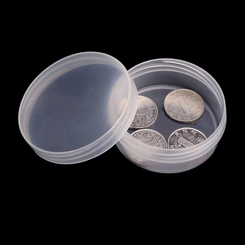 12 Pack 1.69 oz Clear Storage Box Round Organizer (2.64 x 1.02 inch) with Lid for Earplugs Tiny Bead Dices and Other Craft Accessories - size: 50 ml (2.64" x 1.02")