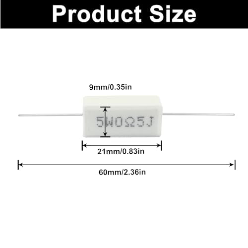 Waziaqoc 10PCS 5W 0.5 Ohm Ceramic Resistor - style: 5W 0.5ΩJ