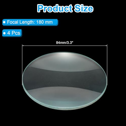 PATIKIL Concave Lens 180mm Focal Length 84mm (3.3") Diameter Round Set Cyan - size: 3.3inch