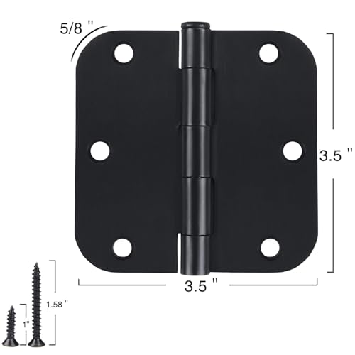 TDCHINGES 3 1/2" Matte Black Door Hinges 3.5" Rounded Flat 5/8" 42 Pack - color: Matte Black, size: 42 Pack