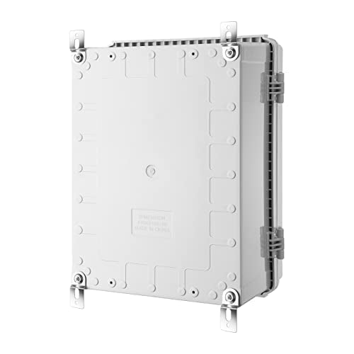 Gratury Junction Box, IP67 Waterproof Plastic Enclosure for Electrical Project, Hinged Grey Cover, Includes Mounting Plate and Wall Bracket - color: Grey, size: 16.1"×12.2"×7.1"