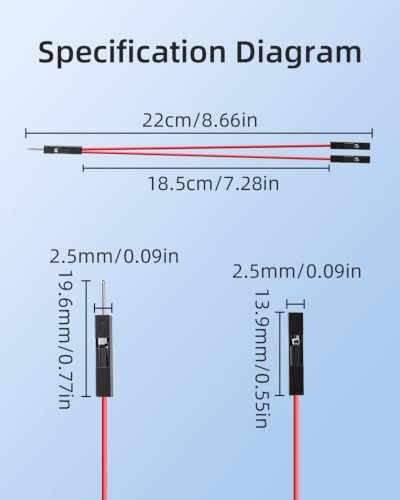 GELRHONR 20cm Red 24AWG 1 Male to 2 Famale Jumper Splitter Cable,6 Pack - color: 1M to 2F,Red