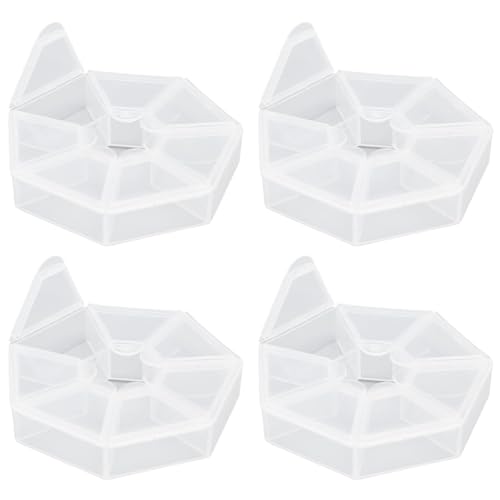 Cyrank 4pcs 7 Girds Bead Organizer, Clear Small Bead Organizers Jewelry Bead Storage Organizer Display Containers Case Box Mini Bead Storage Containers for Crafts Jewelry Screws Fishing Tackles