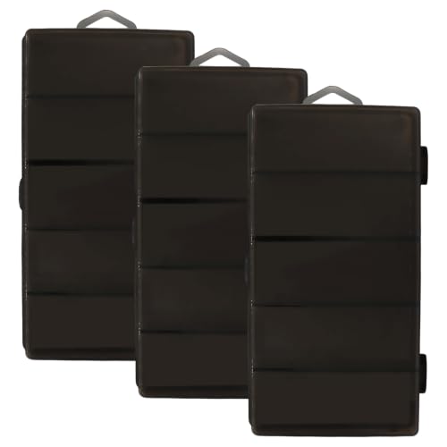 3 Pack Black Fishing Tackle Storage Box, 5-Grid Plastic Tackle Accessory Box with Lure Bait Hooks Organizer, 175x95x30mm Small Parts Container for Fishing Gear - color: Black
