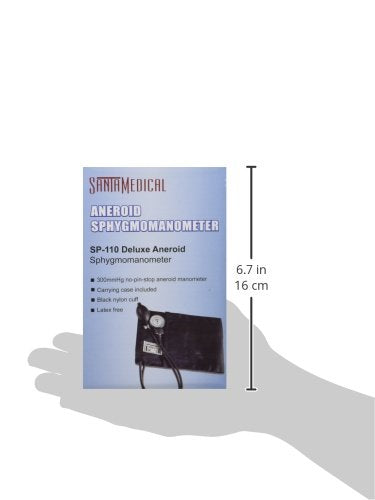 Santamedical Manual Blood Pressure Cuff - Adult Aneroid Sphygmomanometer - color: Black, size: Without Stethoscope