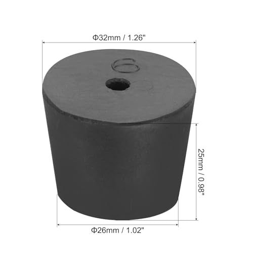 MECCANIXITY Rubber Tapered Plug 26mm to 32mm Solid Test Tubes Bungs Stopper with Hole Black for Lab Home 8 Pieces - size: 26mm-32mm