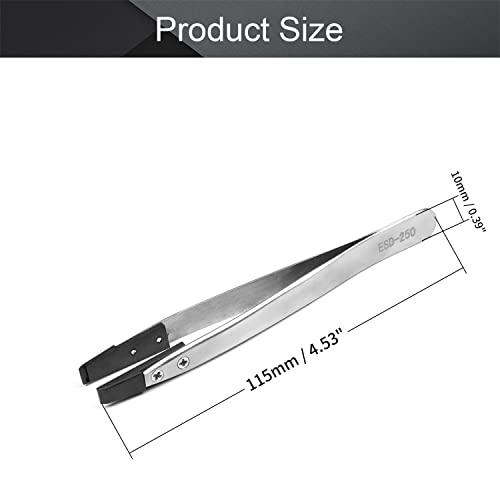 Utoolmart 5Pcs ESD-250 Precision Anti-Static Carbon Fiber Tweezers, Stainless Steel Tweezers for Craft Jewelry Electronics - color: 5pcs, size: ESD-250