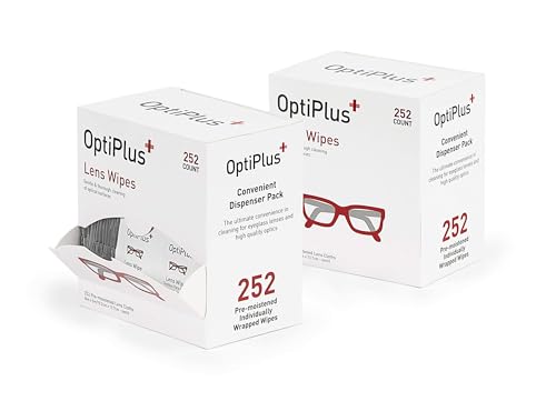 OptiPlus Eyeglass Lens Wipes l Pre-Moistened l Cleaning Wipes for Glasses, Smart Phones, Optical Lens, Goggles, and Watch Screen l Quick-Dry & Scratch-Free | 252 Count (504 Count (Pack of 1)) - size: 504 Count (Pack of 1)