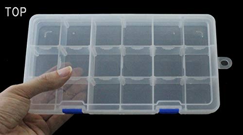 Qualsen Bead Organizer Box with Adjustable Dividers, 18 Girds, 2 Pack - size: 18 Gird-2pcs