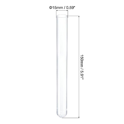 PATIKIL 13ml Plastic Test Tubes with Cork Stoppers, 5Pcs 150x15mm Tubes for Scientific Party Decoration Candy Bead Storage Bath Salt Lab Use, Clear - size: 150x15mm