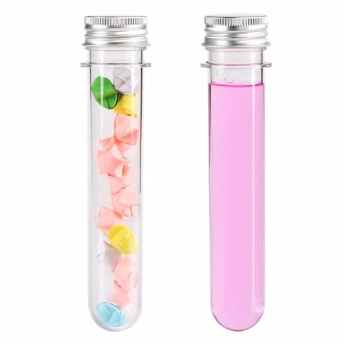 5 Pcs Clear Plastic Test Tubes Transparent Test Bottles Party Favor Candy Tubes Bath Salt Vials Seed Beads Storage Tubes with Caps for Small Items 40ml - size: 40ml