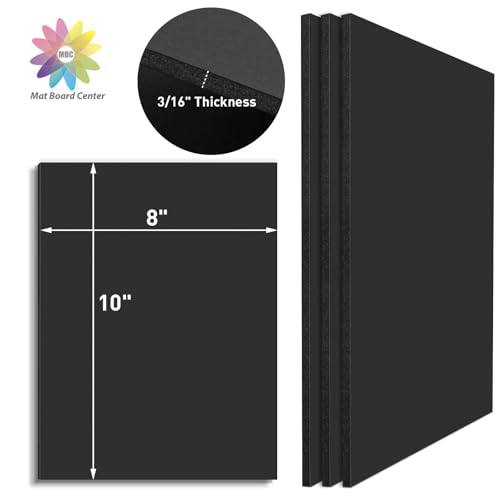 Mat Board Center, 8x10 inche Black Foam Board Acid-Free 25 Pack 3/16"Thick - color: Black, size: 8x10