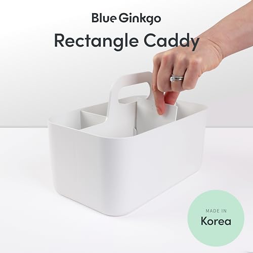 BLUE GINKGO Stackable Organizer Caddy, Rectangle, White, Made in Korea - color: WHITE, size: Rectangle