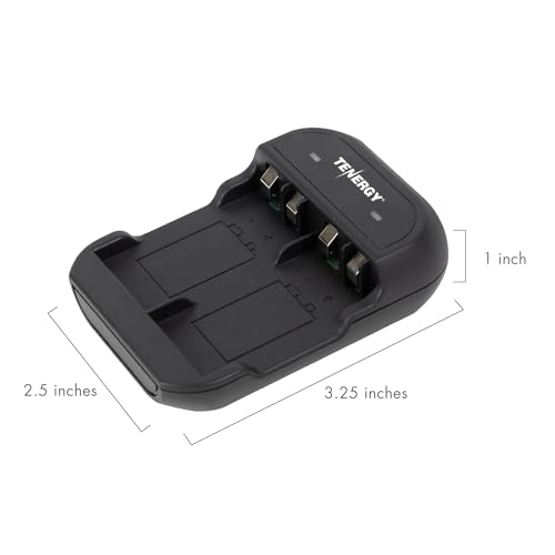 Tenergy 9V Battery Rechargeable 250mAh 4 Pack NiMH Square Battery with 2 Bay 9V Battery Charger for Smoke Alarm/Detector - size: Charger + 4 Pack 9Vs
