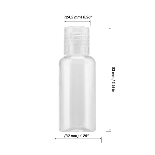 MOUYAT 110 Pack 1oz Clear Plastic Flip Cap Bottles, 30ml Empty Squeeze Travel Bottles with Flip Cap, Mini Refillable Travel Size Sample Containers for Lotion, Cream and Toiletries