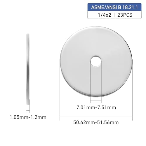 23PCS 1/4" x 2" Fender Washers, 304 Stainless Steel 18-8, Thickened 1/4 Fender Washer,1/4" ID x 2" OD - color: Silver, size: 1/4x2"