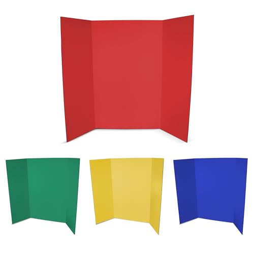 Flipside Products 36" x 48" Primary Color Assorted Project Boards with Headers, 6 Each of Red, Blue, Green & Yellow for Bright Displays & Presentations, Science Fairs, Office, Classroom - 24 Pack