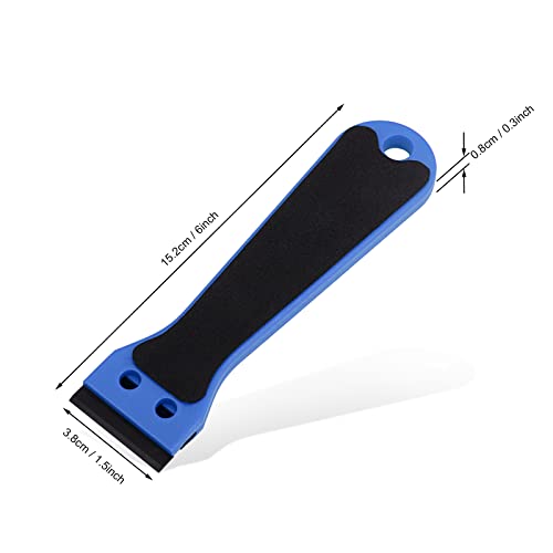 EHDIS 2pcs Plastic Razor Scraper 6-inch Long Handle Adhesive Remover Tool with 100 Double-Edge Blades for Window Tint Vinyl Scraper Decal Sticker Glue Remover (blue) - color: Blue