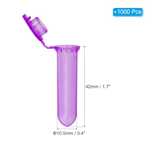 PATIKIL 2ML Plastic Centrifuge Tubes, 1000 Pcs Round Bottom Centrifuge Tube with Snap Cap and Graduated Marks for Laboratory Sample, Purple - color: Purple