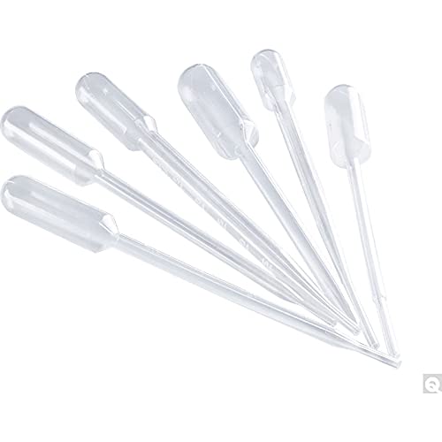 Plastic Transfer Pipettes, 3 mL Capacity-Graduated to 1 mL-Short Bulb, Non-Sterile, 50 pcs by BioRx Sponix