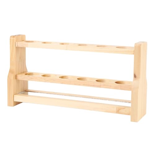 Wooden Test Tube Rack, Pine Wood Holder with 6 Round Holes, Laboratory Equipment Rack with Stable Base, Ideal for Cosmetics, Essential Oils Organization (26mm) - size: 26mm