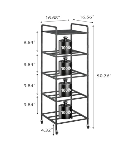 3D Printer Filament Storage Rack with Wheels, 5-Tier Metal 2 Rows Filament Shelf for PLA/TPU/ABS/ASA/Nylon, 3D Printing Accessories Organizer with Storage Board for Workshop Garage Office Tire Rack