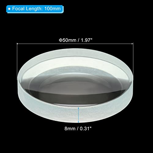 PATIKIL 4" (100mm) Focal Length Double Concave Lens, 2 Pack 50mm Diameter 8mm Height Glass Optically Polished Round Edges Lens for Physics Experiment, Clear - size: 10cm