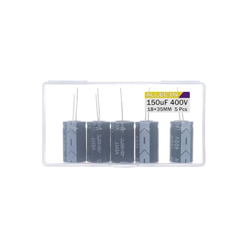 150uF 400V 18x35mm Electrolytic Capacitor 150 UF MFD 400 Volt 0.71x1.38in Aluminum Capacitors (Pack of 5) - style: 150uF 400V 18x35MM