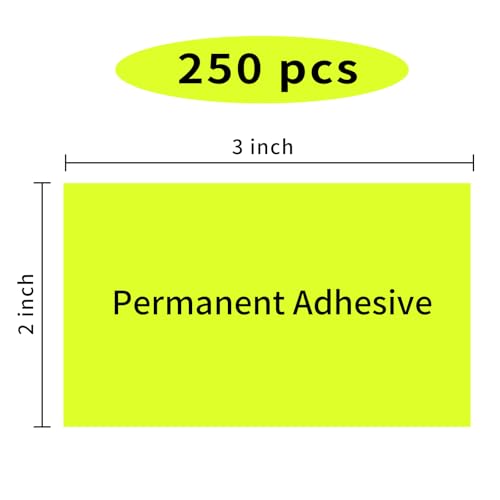 STARLIBOO Neon Colored Labels Stickers 3 x 2 Inch, Rectangle Moving Labels Stickers, 250Pcs Garage Sale Price Stickers, Adhesive Moving Labels for Boxes- Fluorescent Yellow - color: Fluorescent Yellow, size: 2*3 inch