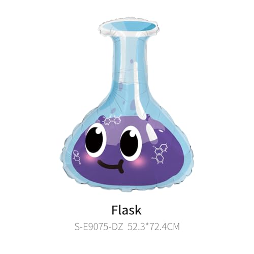 7Pcs Science Lab Party Balloons Decorations,Scientist Birthday Party Supplies with Beaker & Test Tube Foil Balloons, Blue & Purple Clear Bubble Balloons for Kids Science Theme Party, Laboratory Decor