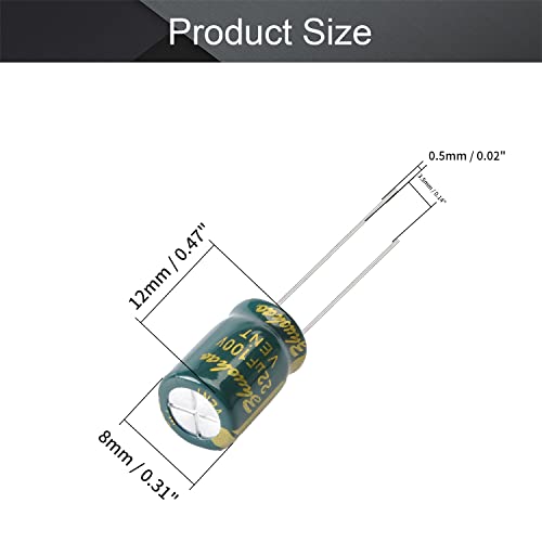 20Pcs Electrolytic Capacitor 22uF 100V with Aluminum Radial Leads, 8x12mm - size: 22uF 100V 8x12mm