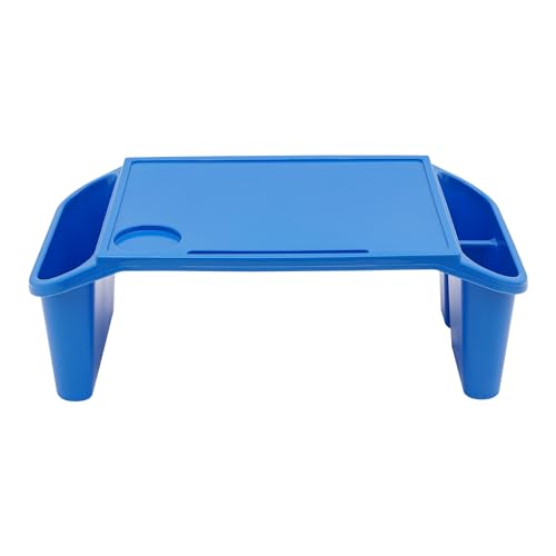 Activity Lap Desk Tray with Storage, Plastic Breakfast Laptop Trays with Side Pockets, Portable Lap Bed Table for Snacks, Play, Classroom and Sensory Toys (Multicolour, 50 * 25 * 18cm, 4pcs)