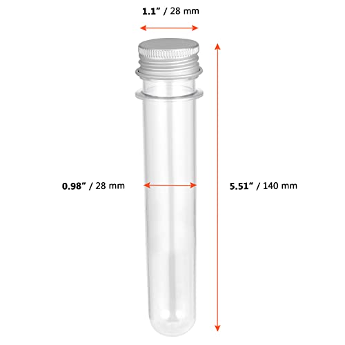 SINJEUN 80 Pack 45ml Clear Plastic Test Tubes with Caps, 25x140mm Bath Salt Tubes, Good Seal Test Tubes Containers with Screw Lip for Sample, Gumball, Candy, Scientific Experiments