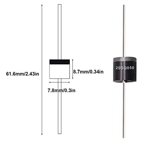 Tnisesm 20 Pcs 20SQ050 20A 50V Schottky Blocking Diode, Rectifiers Diode,Diode Axial Kit for Solar Panel - color: 20SQ050-20PCS