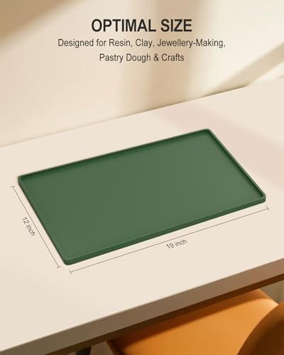 Silicone Art Mat for Crafts, 12" x 19" Waterproof Non-Slip Painting Mat - color: Green, size: 12" x 19"