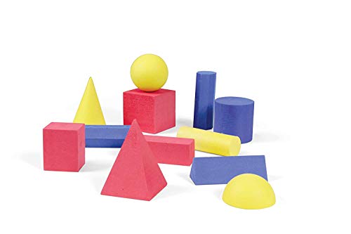 hand2mind Foam Geometric Solid Blocks, Assorted Colors, 3D Shapes (Set of 12) - size: 12 Piece