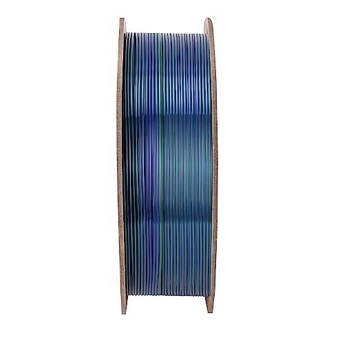 Comgrow Tri-Colors Silk PLA 3D Printer Filament, Rainbow PLA Filament 1.75mm, Dimensional Accuracy +/- 0.02 mm, 1KG Spool, Coextrusion 3D Filament with Shiny Silk Red-Blue-Green - color: Red & Blue & Green
