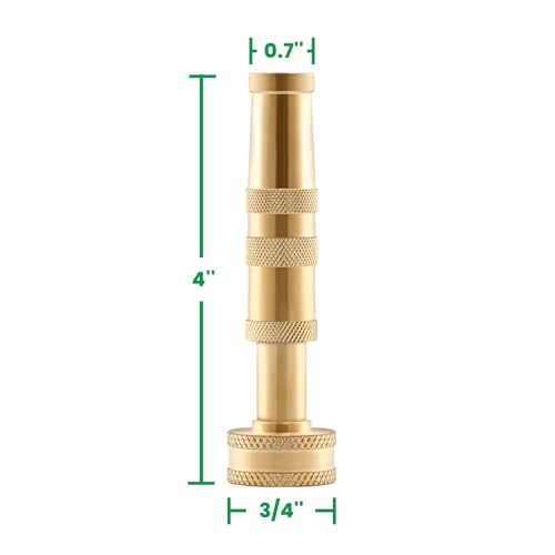 3/4" Solid Brass Hose Nozzle - Heavy Duty High Pressure Hose Nozzle,Easy Twist Water Hose Nozzle Sprayer for Watering Flowers, Lawns, Cleaning Ground, Cleaning Car - size: 4inch